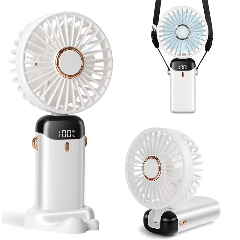 Portable Blender Usb Rechargeable - พัดลมพกพาขนาดเล็ก 5 ระดับความเร็ว พร้อมไฟ LED ชาร์จผ่าน