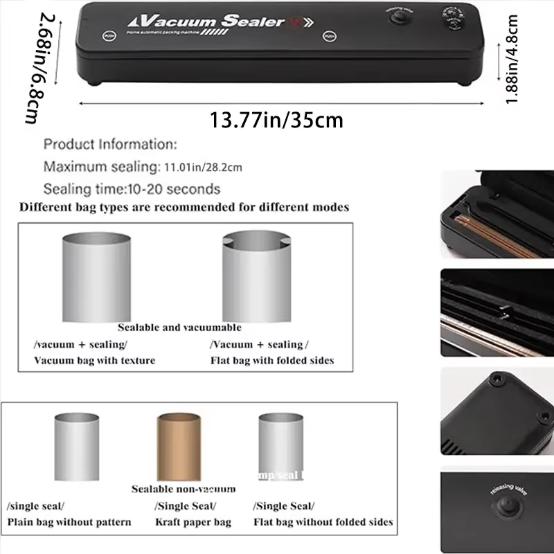 เครื่องซีลสูญญากาศคุณภาพสูง ปี - Food Vacuum Sealer Machine บทวิจารณ์และราคา